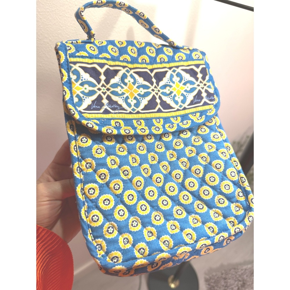 Vera Bradley lunch tote handheld mediterranean blue yellow‎ lined collectors OS